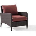 Crosley Kiawah Outdoor Wicker Arm Chair; Sangria & Brown KO70066BR-SG